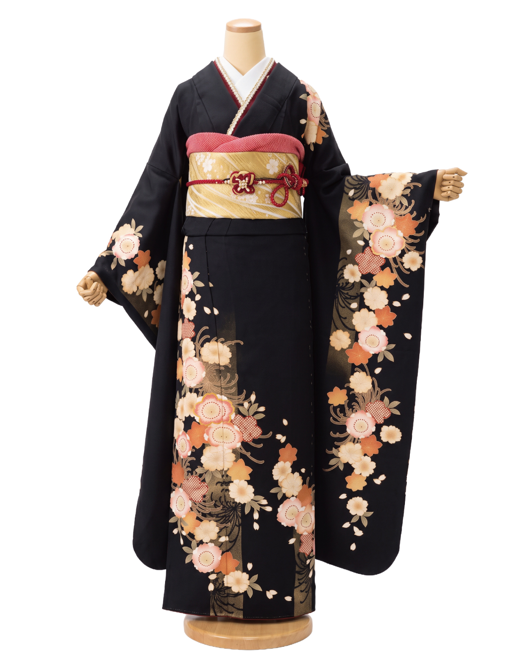黒色　古典の振袖レンタル