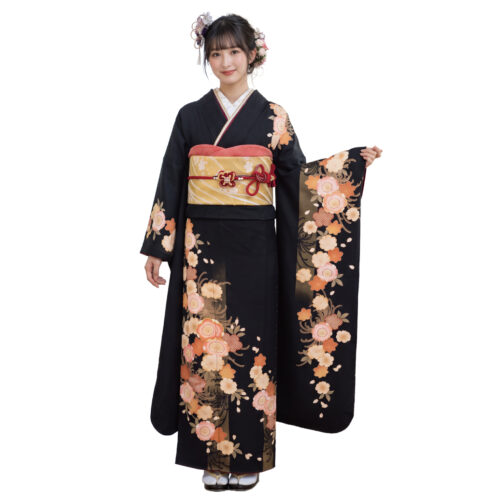 黒色　古典の振袖レンタル