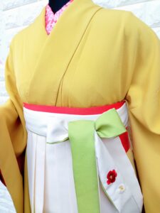 卒業式　卒業式衣装　卒業袴　袴　レンタル　古典　おしゃれ　黄色　椿　花