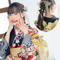 色の古典柄振袖です。振袖購入も振袖レンタルも可能です。